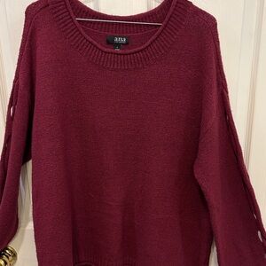 a.n.a Women's Deep Red Crew Neck Sweater